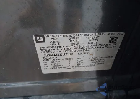 2018 Chevrolet Equinox Lt from USA, damaged, VIN 3GNAXSEV3JL281531